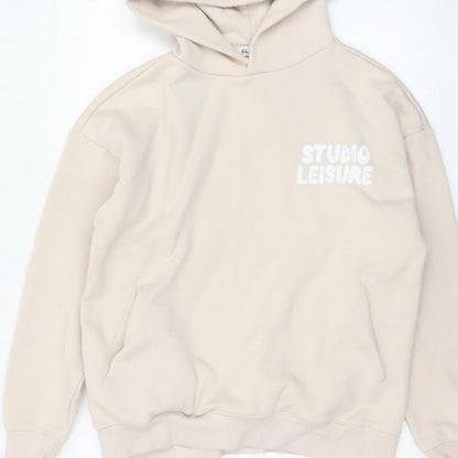 Glamify Women’s Beige UK 8 Pullover Hoodie Studio Leisure Graphic