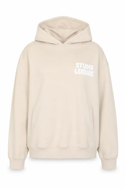 Glamify Women’s Beige UK 8 Pullover Hoodie Studio Leisure Graphic