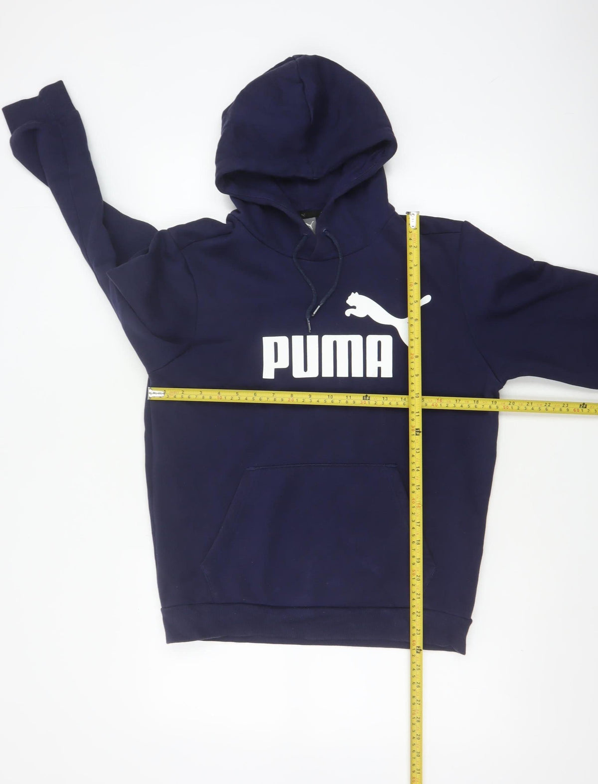 Puma Women's Navy Blue S Logo Pullover Hoodie Drawstring Pocket