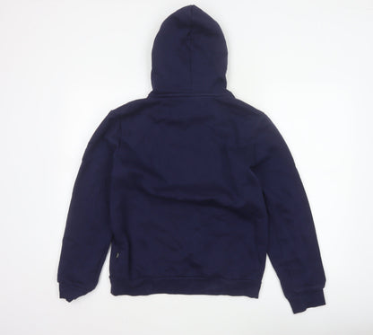 Puma Women's Navy Blue S Logo Pullover Hoodie Drawstring Pocket
