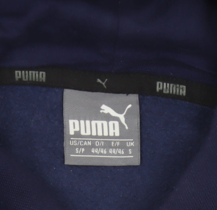 Puma Women's Navy Blue S Logo Pullover Hoodie Drawstring Pocket
