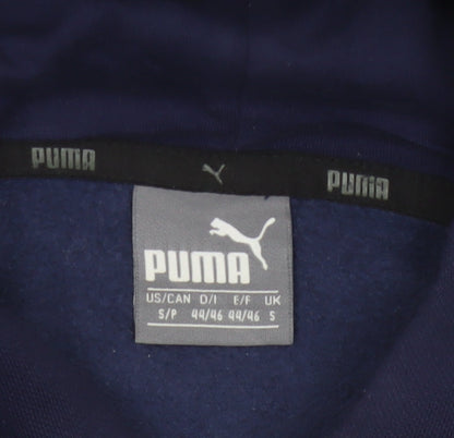 Puma Women's Navy Blue S Logo Pullover Hoodie Drawstring Pocket