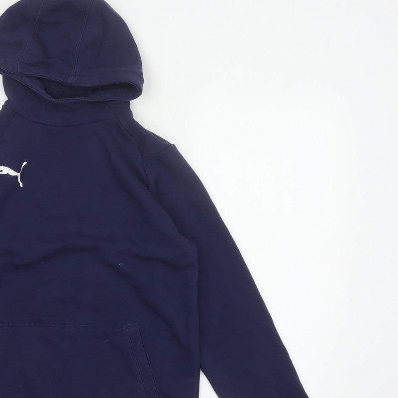 Puma Boys Blue 13-14 Years Pullover Hoodie Logo Pocket Sports