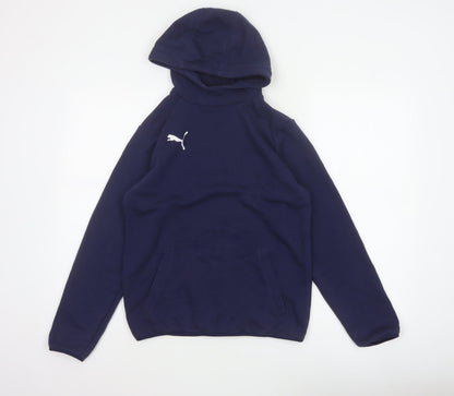 Puma Boys Blue 13-14 Years Pullover Hoodie Logo Pocket Sports