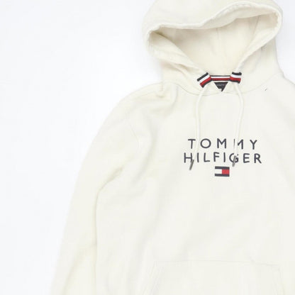 Tommy Hilfiger Men’s Ivory M Pullover Logo Hooded Sweatshirt