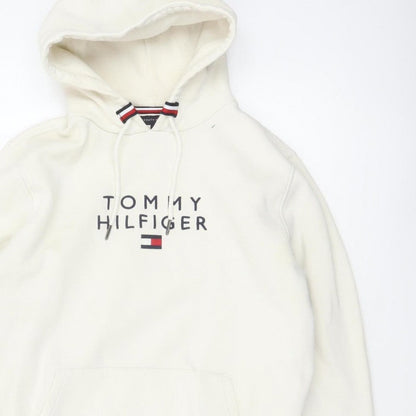 Tommy Hilfiger Men’s Ivory M Pullover Logo Hooded Sweatshirt