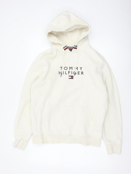 Tommy Hilfiger Men’s Ivory M Pullover Logo Hooded Sweatshirt