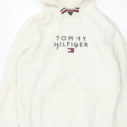 Tommy Hilfiger Men’s Ivory M Pullover Logo Hooded Sweatshirt