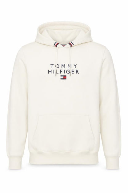 Tommy Hilfiger Men’s Ivory M Pullover Logo Hooded Sweatshirt