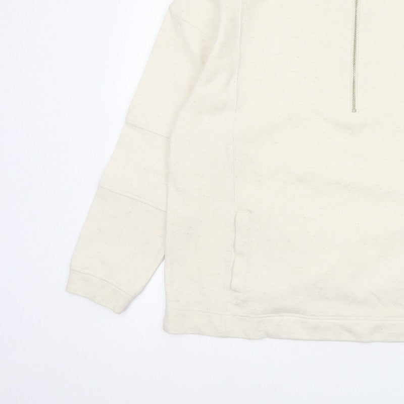 Next Women's Ivory L 1/2 Zip High Neck Cotton Blend Sweatshirt