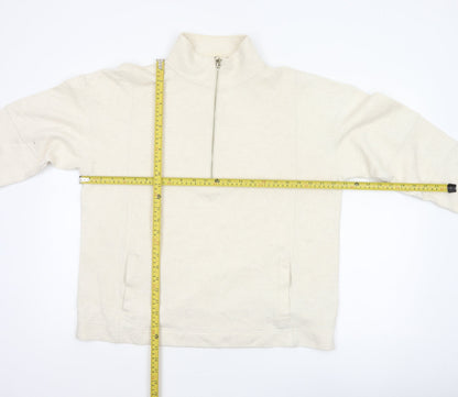 Next Women's Ivory L 1/2 Zip High Neck Cotton Blend Sweatshirt
