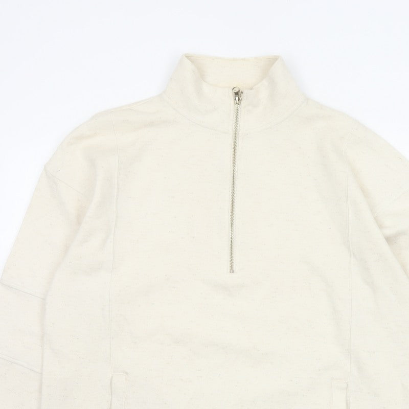 Next Women's Ivory L 1/2 Zip High Neck Cotton Blend Sweatshirt