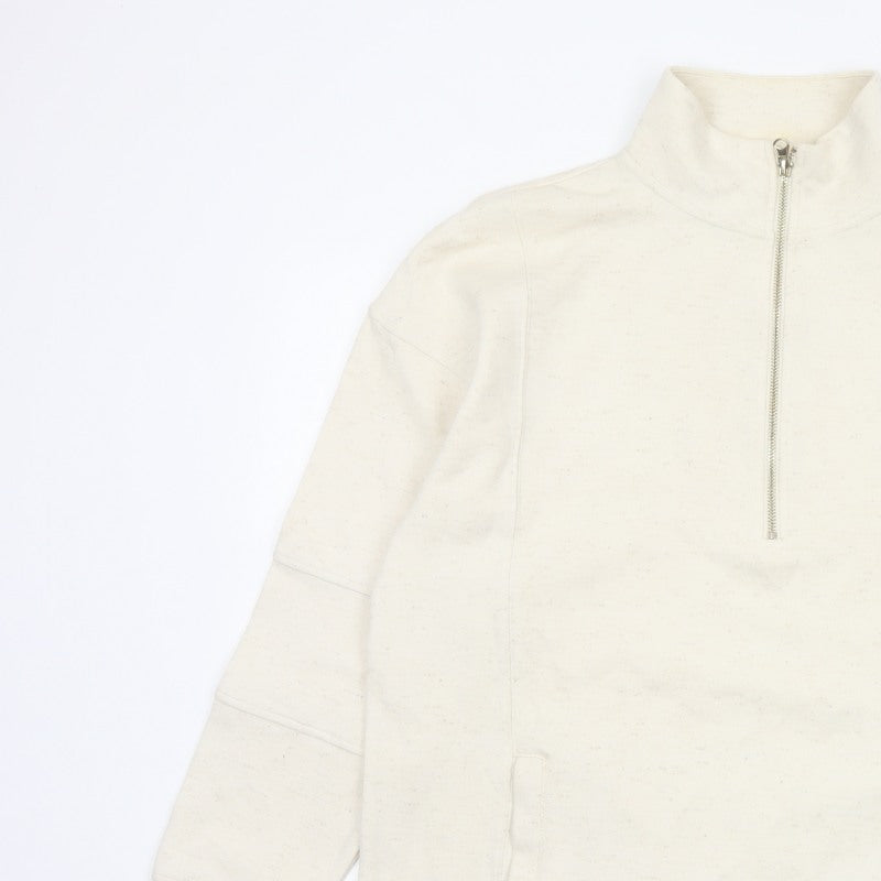 Next Women's Ivory L 1/2 Zip High Neck Cotton Blend Sweatshirt