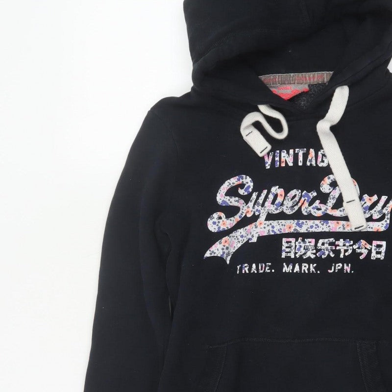 Superdry Women’s Black S Vintage Floral Logo Pullover Hoodie