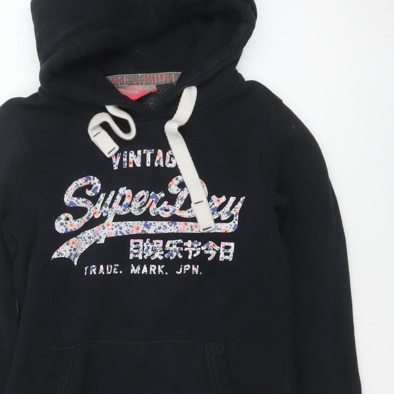 Superdry Women’s Black S Vintage Floral Logo Pullover Hoodie