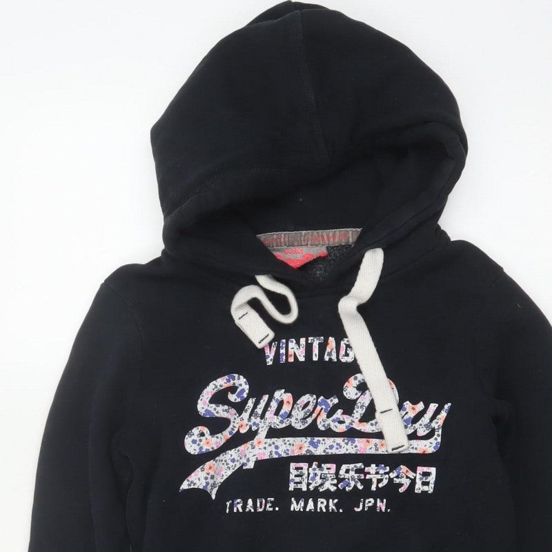 Superdry Women’s Black S Vintage Floral Logo Pullover Hoodie