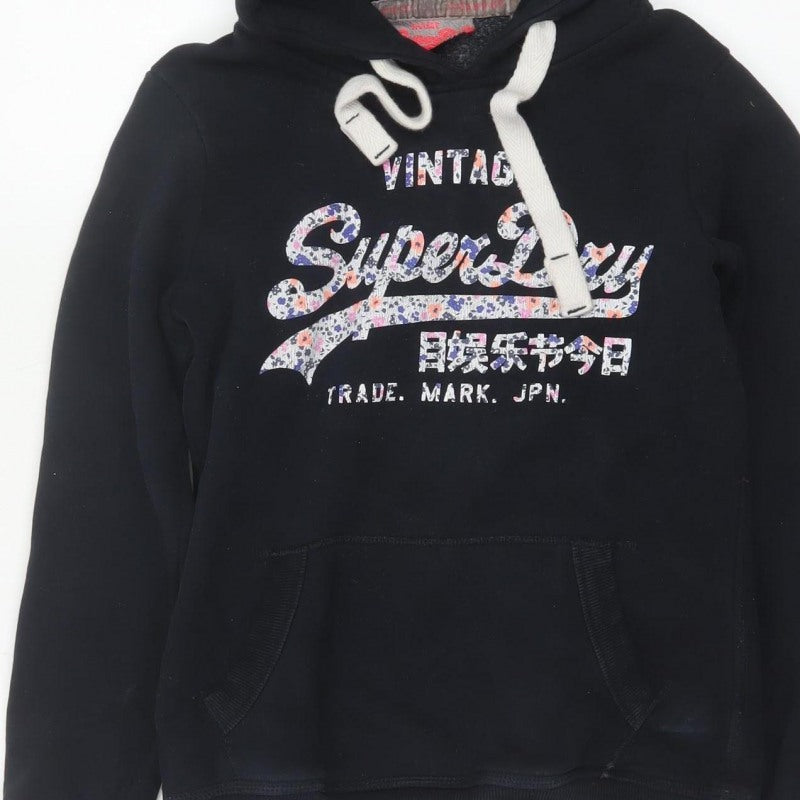 Superdry Women’s Black S Vintage Floral Logo Pullover Hoodie