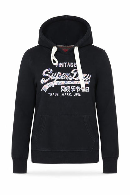 Superdry Women’s Black S Vintage Floral Logo Pullover Hoodie