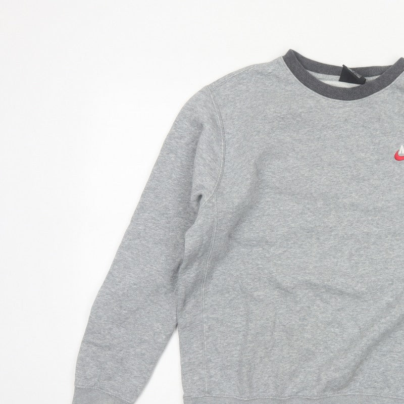 Nike Men’s Grey Small Pullover Crew Neck Logo Sweatshirt