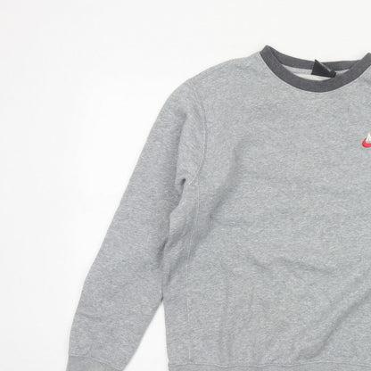 Nike Men’s Grey Small Pullover Crew Neck Logo Sweatshirt