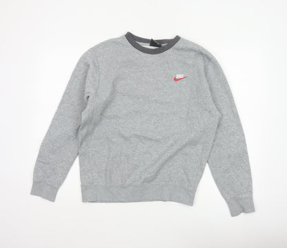 Nike Men’s Grey Small Pullover Crew Neck Logo Sweatshirt