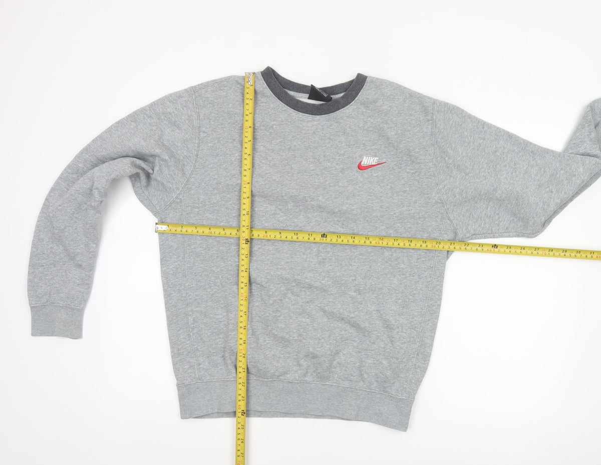 Nike Men’s Grey Small Pullover Crew Neck Logo Sweatshirt