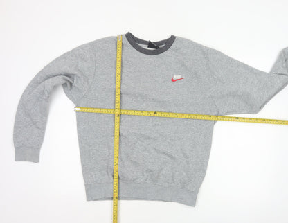Nike Men’s Grey Small Pullover Crew Neck Logo Sweatshirt