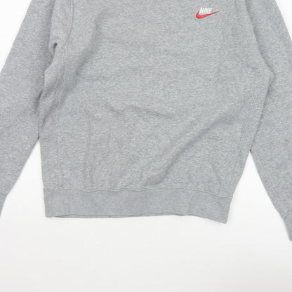 Nike Men’s Grey Small Pullover Crew Neck Logo Sweatshirt