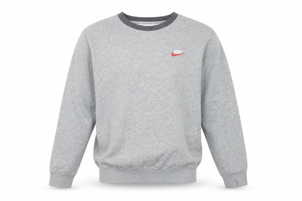 Nike Men’s Grey Small Pullover Crew Neck Logo Sweatshirt
