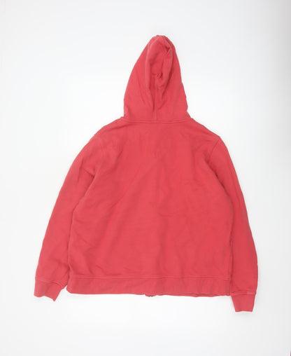 Marks and Spencer Women Red L Full Zip Cotton Hooded Hoodie