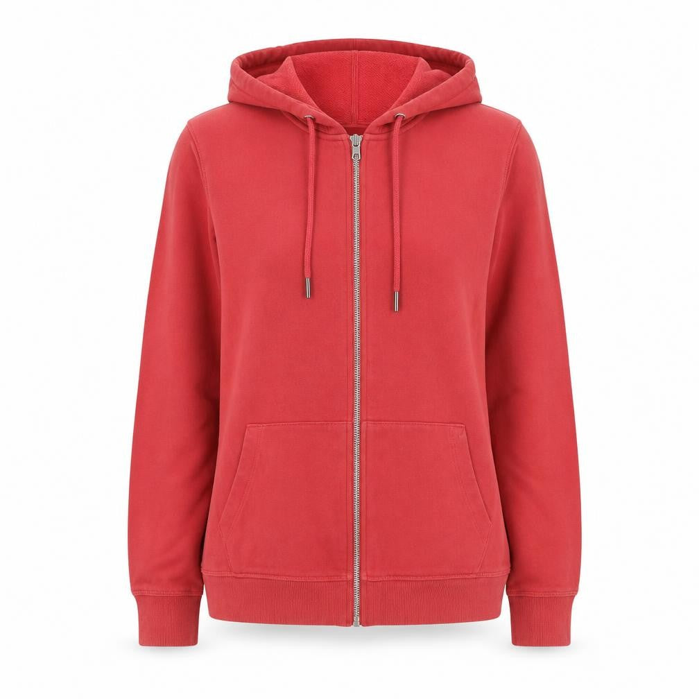 Marks and Spencer Women Red L Full Zip Cotton Hooded Hoodie