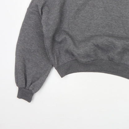 Kotton Casual Women Grey 2XL Beaded Jewel Crew Neck Sweatshirt