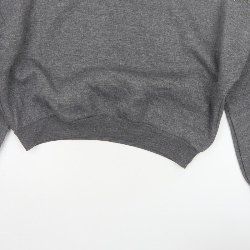 Kotton Casual Women Grey 2XL Beaded Jewel Crew Neck Sweatshirt