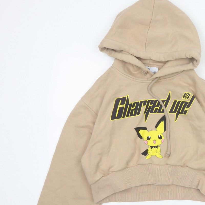 Bershka Women’s Beige M Pokémon Charged Up Pullover Hoodie
