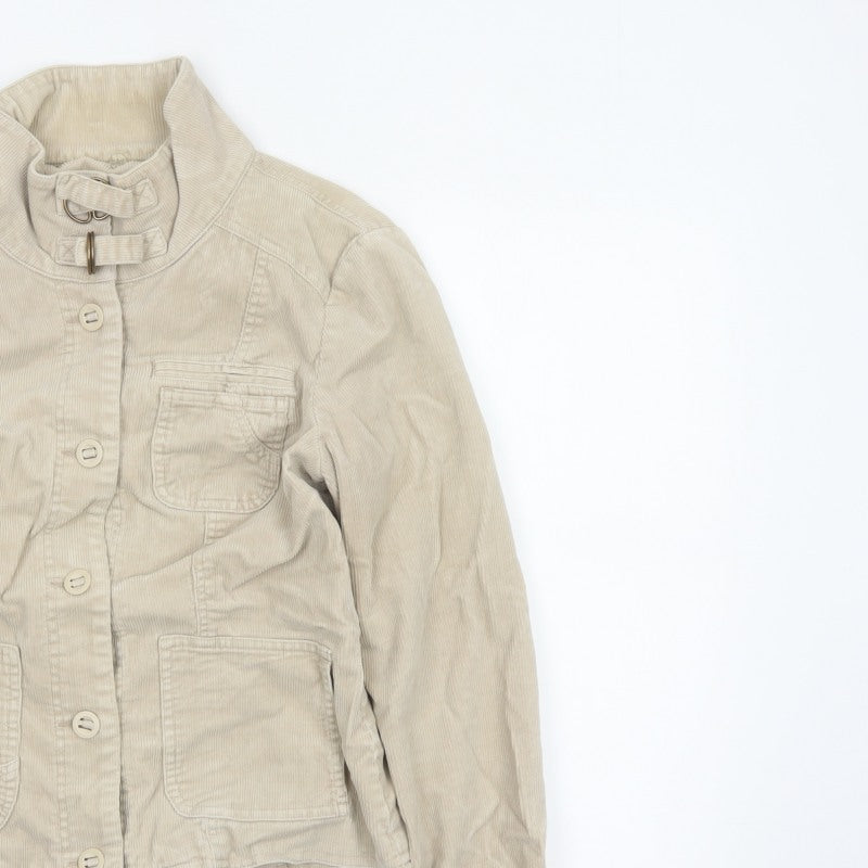 Wallis Women’s Beige UK 10 Corduroy Button Up Collared Jacket