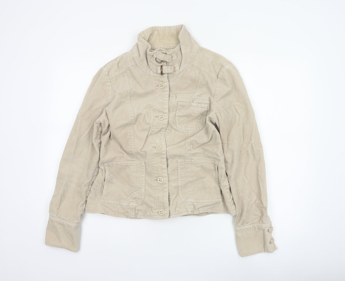 Wallis Women’s Beige UK 10 Corduroy Button Up Collared Jacket