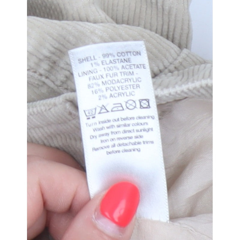 Wallis Women’s Beige UK 10 Corduroy Button Up Collared Jacket