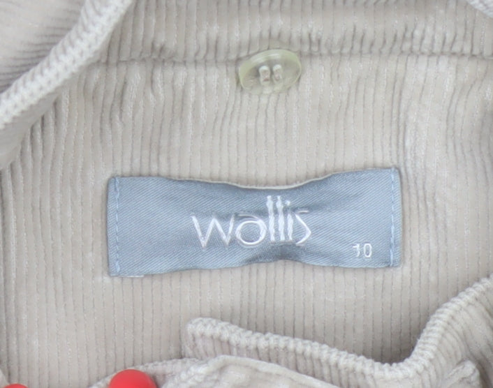 Wallis Women’s Beige UK 10 Corduroy Button Up Collared Jacket