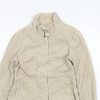 Wallis Women’s Beige UK 10 Corduroy Button Up Collared Jacket