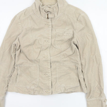 Wallis Women’s Beige UK 10 Corduroy Button Up Collared Jacket