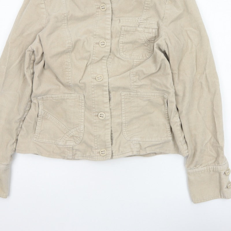 Wallis Women’s Beige UK 10 Corduroy Button Up Collared Jacket