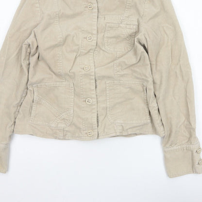 Wallis Women’s Beige UK 10 Corduroy Button Up Collared Jacket