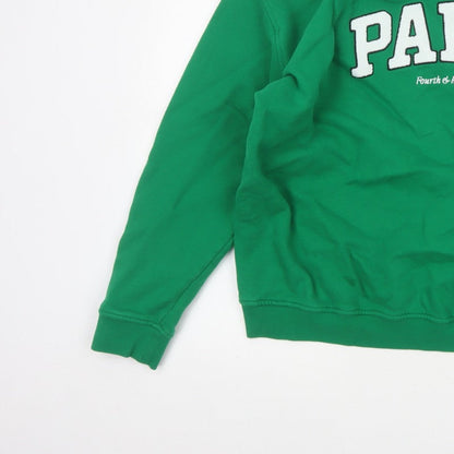 4th Reckless Men's Green M Paris Crew Neck Pullover Sweatshirt Logo