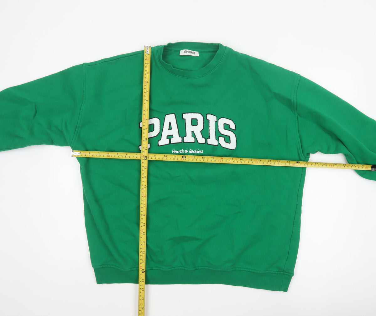 4th Reckless Men's Green M Paris Crew Neck Pullover Sweatshirt Logo