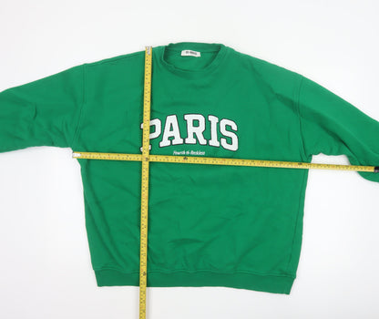 4th Reckless Men's Green M Paris Crew Neck Pullover Sweatshirt Logo