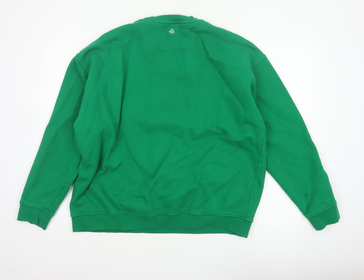 4th Reckless Men's Green M Paris Crew Neck Pullover Sweatshirt Logo