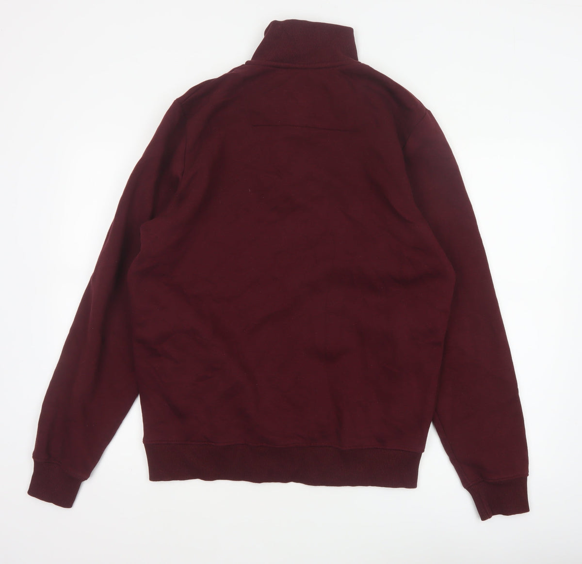 Threadbare Men’s Burgundy M Half Zip Fleece Sweatshirt Pockets