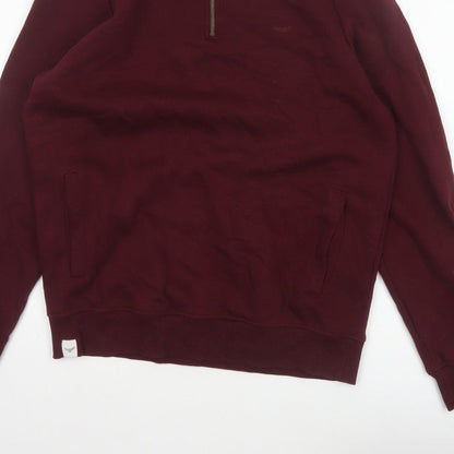 Threadbare Men’s Burgundy M Half Zip Fleece Sweatshirt Pockets