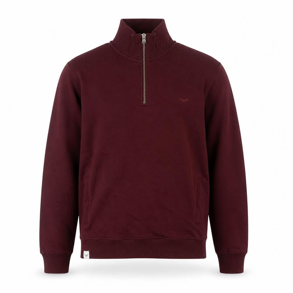 Threadbare Men’s Burgundy M Half Zip Fleece Sweatshirt Pockets