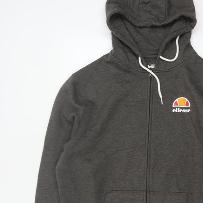 Ellesse Men’s Grey L Full Zip Hoodie Logo Cotton Blend Pockets